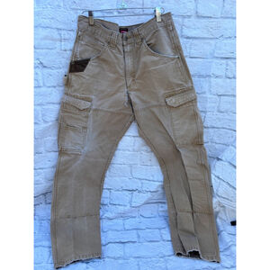 Men's Very Distressed Wrangler Painters Work Pants Khaki 32